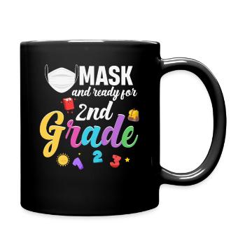 Mask and ready for 2nd class, ready for - Full Colour Mug - black - Right