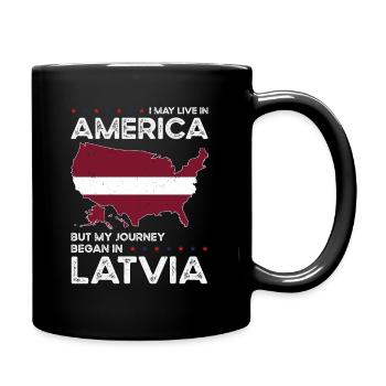Latvian American Patriot USA Grown Latvia US Flag - Full Colour Mug - black - Right