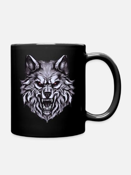 Wolfskopf - Tasse einfarbig - Schwarz