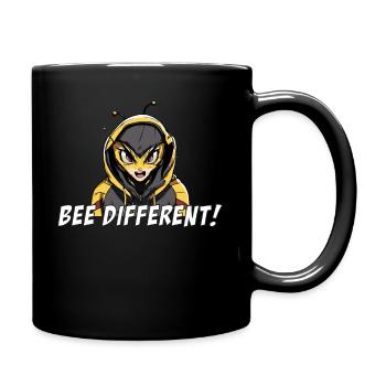 bee different - sei anders auch als Biene - Tasse einfarbig - Schwarz - Rechts