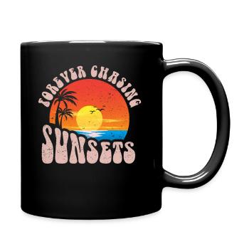 Forever Chasing Sunsets Retro Summer Vacation - Full Colour Mug - black - Right