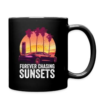 Forever Chasing Sunsets Retro Summer Vacation - Full Colour Mug - black - Right