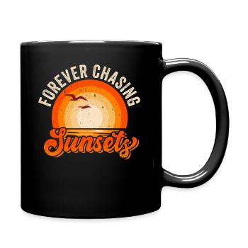 Forever Chasing Sunsets Retro Summer Vacation - Full Colour Mug - black - Right
