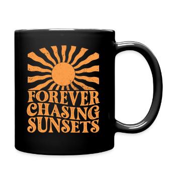Forever Chasing Sunsets Retro Summer Vacation - Full Colour Mug - black - Right
