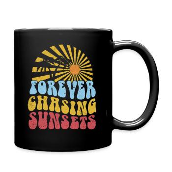 Forever Chasing Sunsets Retro Summer Vacation - Full Colour Mug - black - Right
