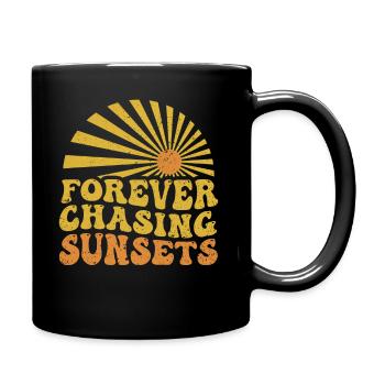 Forever Chasing Sunsets Retro Summer Vacation - Full Colour Mug - black - Right