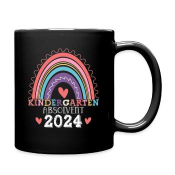 Kindergarten Absolvent 2024 Regenbogen Einschulung - Tasse einfarbig - Schwarz - Rechts