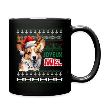 Frohe Weihnachten Humor Hund Corgi Familiengeschenk - Tasse einfarbig - Schwarz - Rechts