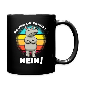Rhinozeros Nashorn Stur Lustig - Tasse einfarbig - Schwarz - Rechts