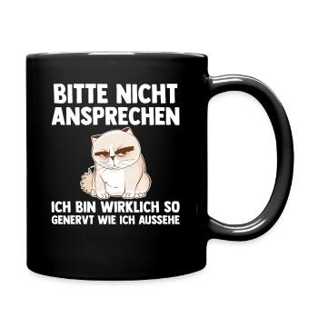 Katze Bitte Nicht Ansprechen - Tasse einfarbig - Schwarz - Rechts