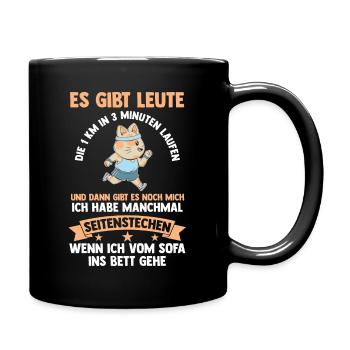 Katze Langschläfer Sportmuffel Morgenmuffel Lustig - Tasse einfarbig - Schwarz - Rechts