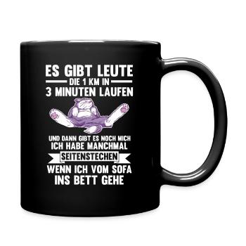 Katze Langschläfer Sportmuffel Morgenmuffel Lustig - Tasse einfarbig - Schwarz - Rechts