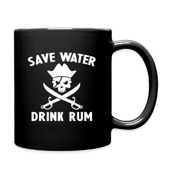 Save water drink rum - Full Colour Mug - black - Right