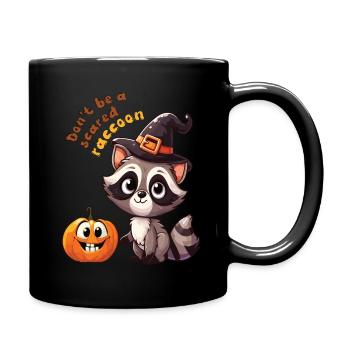 halloween scared raccoon - Full Colour Mug - black - Right