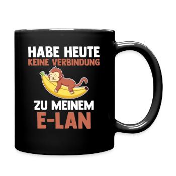 Affe Habe Heute Keine Verbindung Zu Meinem E-Lan - Tasse einfarbig - Schwarz - Rechts