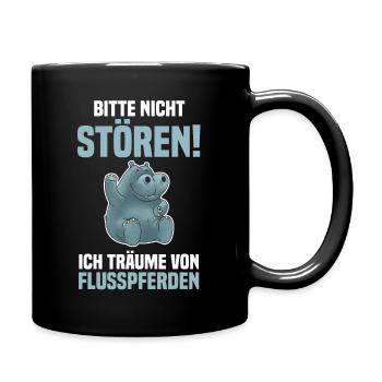 Nilpferd Flusspferd - Tasse einfarbig - Schwarz - Rechts