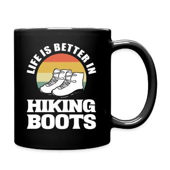 Life Is Better In Hiking Boots Bergsteiger - Tasse einfarbig - Schwarz - Rechts