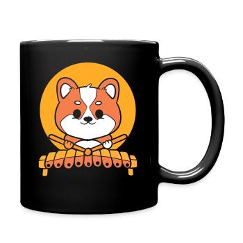 Corgi spielt Marimba Instrumentalist - Tasse einfarbig - Schwarz - Rechts