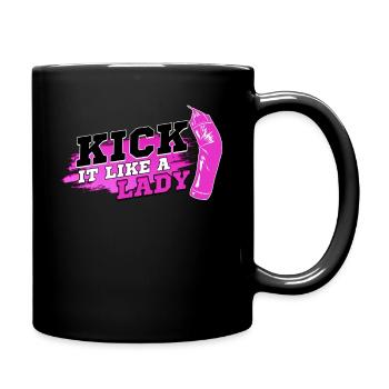 Kick It Like A Lady Kickboxing Muay Thai Boxer - Full Colour Mug - black - Right