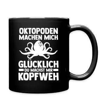 Tintenfisch Oktopus - Tasse einfarbig - Schwarz - Rechts