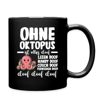 Tintenfisch Oktopus - Tasse einfarbig - Schwarz - Rechts