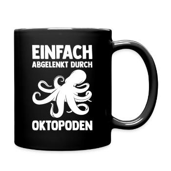 Tintenfisch Oktopus - Tasse einfarbig - Schwarz - Rechts