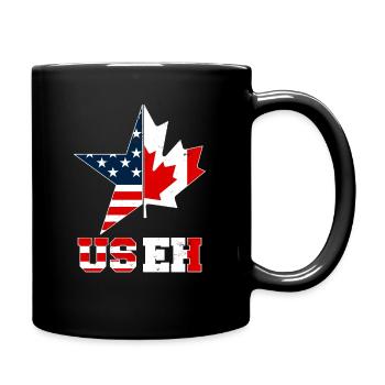 US EH Blatt USEH Kanadisch Amerikanisch Kanada USA Flagge - Tasse einfarbig - Schwarz - Rechts