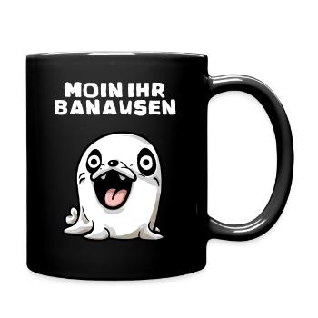 Banausen Spruch Moin - Tasse einfarbig - Schwarz - Rechts