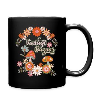 Flower Power Design 1970's, 70's Floral - Full Colour Mug - black - Right