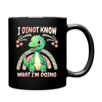 Lustiger Dinosaurier Spruch, Baby Dino, Regenbogen - Tasse einfarbig - Schwarz - Rechts