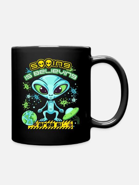 Area 51 Alien, Aliens Spruch, Raumschiff Planeten - Tasse einfarbig - Schwarz