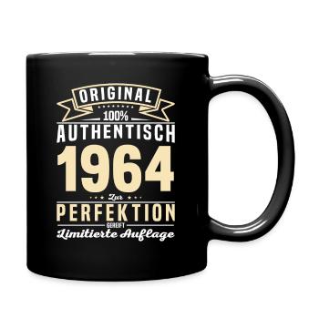 Authentisches 1964 Geburtstagsgeschen - Tasse einfarbig - Schwarz - Rechts