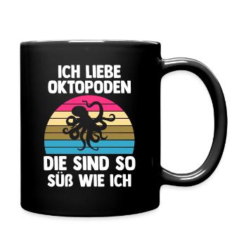 Tintenfisch Oktopus - Tasse einfarbig - Schwarz - Rechts