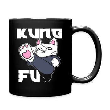 Kung Fu Cat Katzenmama - Tasse einfarbig - Schwarz - Rechts