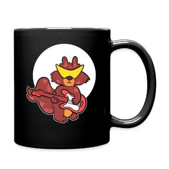 Funky Eichhörnchen Gitarrenspieler - Tasse einfarbig - Schwarz - Rechts