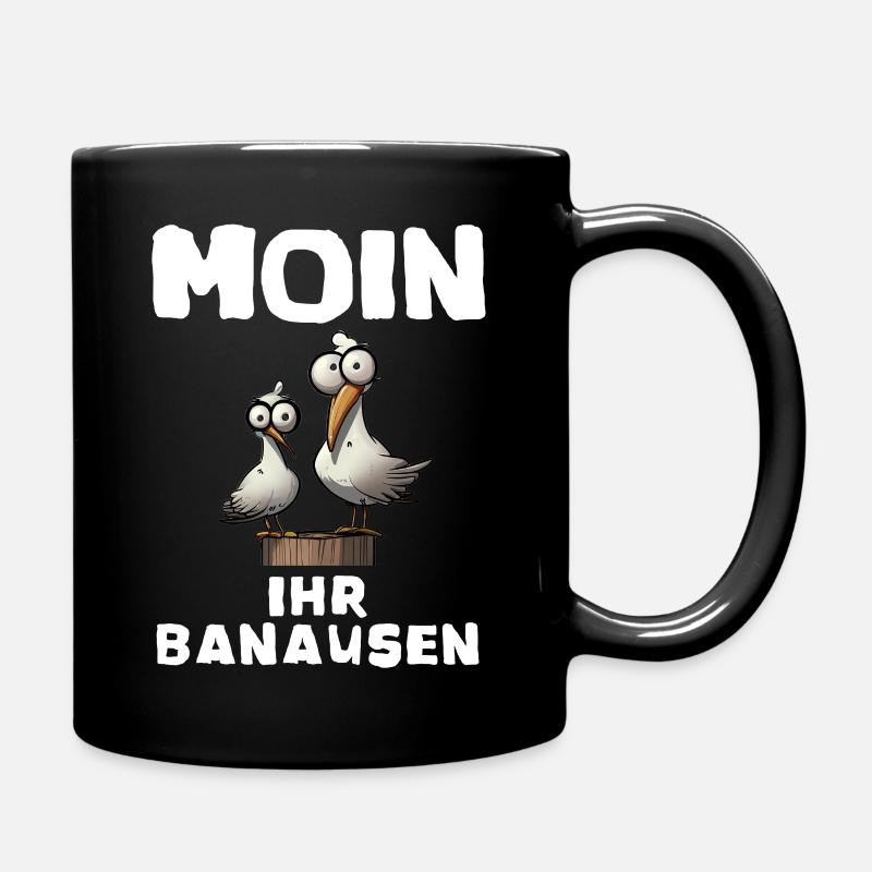 Möwe Geschenk Geschenkidee Spruch Moin Banausen - Tasse einfarbig - Schwarz