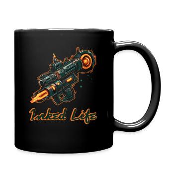 Tattoo life lived and a tattoo machine - Full Colour Mug - black - Right