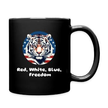 Red white blue Freedom - Full Colour Mug - black - Right