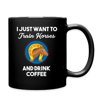 I just want to train horse riding bandana - Full Colour Mug - black - Right