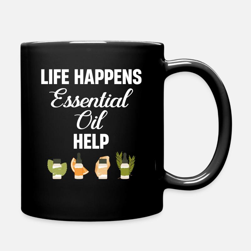 Life Happens Ätherische Öle Helfen - Tasse einfarbig - Schwarz