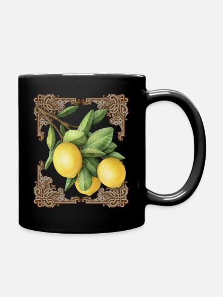 Vintage Zitronen Illustration - Tasse einfarbig - Schwarz