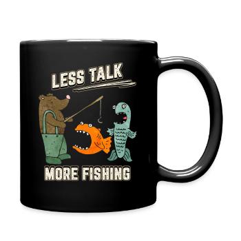 Funny Angler, Bear Fisherman, Comic Style Saying - Full Colour Mug - black - Right
