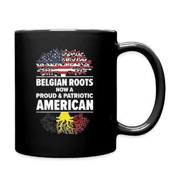 Belgian American Patriot USA Grown Belgium US Flag - Full Colour Mug - black - Right