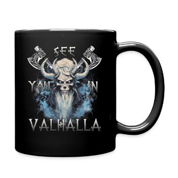 Walhalla Krieger das Geschenk für Kriegerherzen - Tasse einfarbig - Schwarz - Rechts