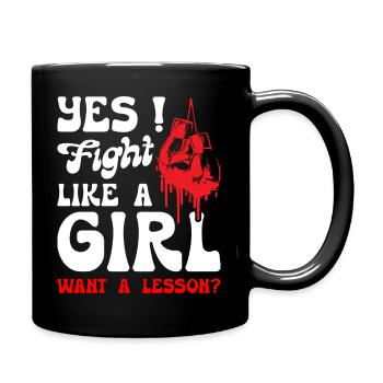 Je me bats comme une fille en boxe - Mug uni - noir - Droite