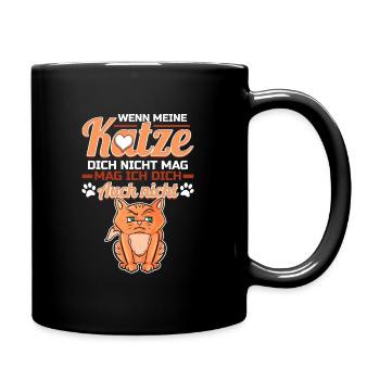 Katze Lustiges Kätzchen Geschenk mit Katzen - Tasse einfarbig - Schwarz - Rechts