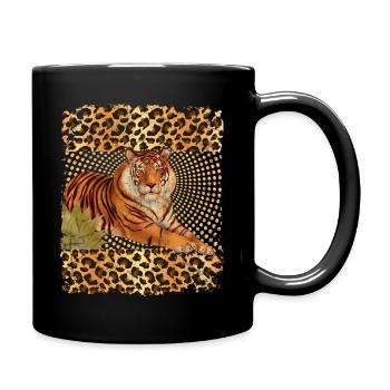 Tiger-Print - Tasse einfarbig - Schwarz - Rechts