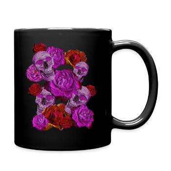 Skulls and Roses lila - Tasse einfarbig - Schwarz - Rechts