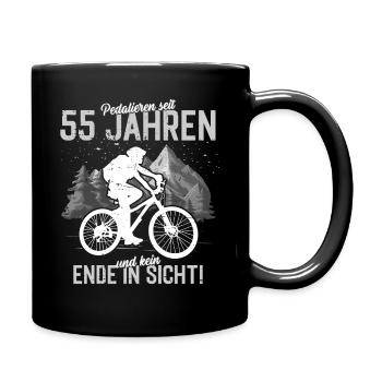 Pedalling for 55 years, with no end in sight - Full Colour Mug - black - Right