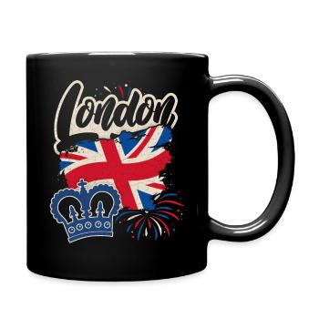 Londres, Angleterre, Grande-Bretagne drapeau et couronne - Mug uni - noir - Droite